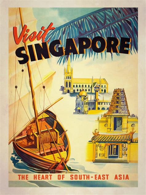 Art Prints Art Prints 30x40cm Vintage Ads Visit Singapore