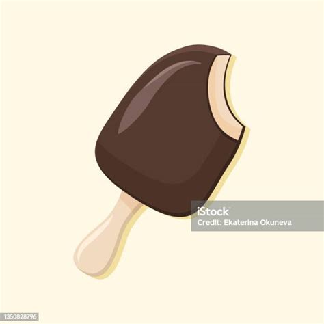 Chocolate Ice Cream On Stick Vector Cartoon Illustration Isolated In