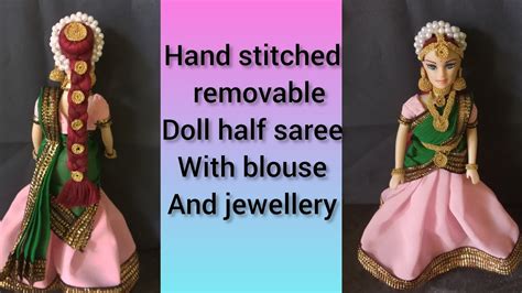 Barbie Doll Half Saree Making Indian Bridal Doll Dress And Jewellery