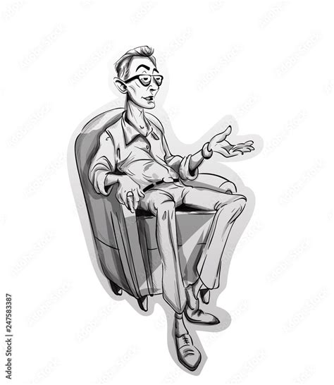 Person Sitting In Chair Front View Drawing