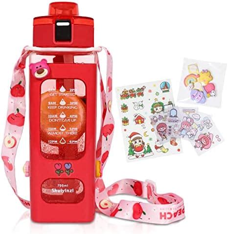 Amazon PEXIZUAN Kawaii Bear Water Bottle With Straw Sport Plastic