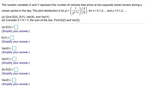 Solved The Random Variables X And Y Represent The Number Of