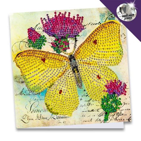 Diamond Painting Grußkarte Strass Kanne mit Stiefmütterchen 16cm x