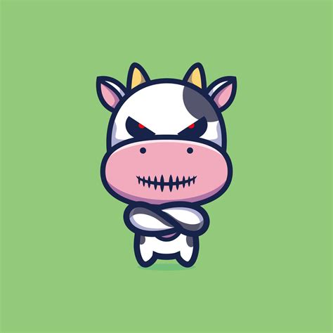 Evil cow mascot cartoon character design premium vector 8668413 Vector ...