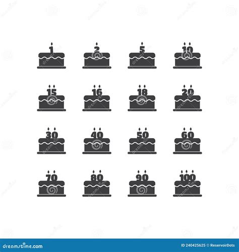 Birthday Cake Icon Set Stock Vector Illustration Of Element 240425625