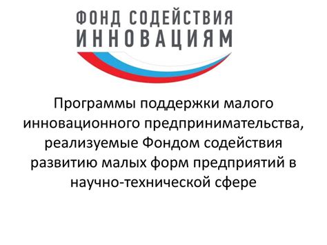 Программы поддержки малого инновационного предпринимательства ...