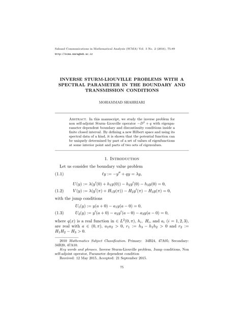 Pdf Inverse Sturm Liouville Problems With A Spectral Parameter In The