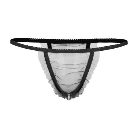 Iixpin String Homme Sexy Transprent Sissy Sous vêtement Taille Basse