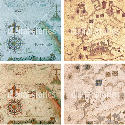 Vintage Maps Digital Paper: OLD Maps With World Antique Maps for ...