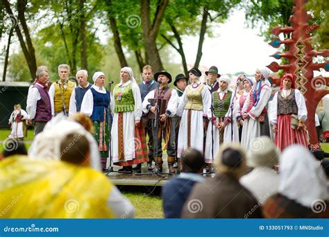 VILNIUS, LITHUANIA - JULY 5, 2014: Participants of the Lithuania Song