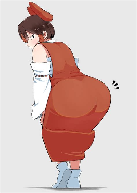 Safebooru 1girl Ass Bad Id Bad Twitter Id Bangs Black Eyes Bow Brown