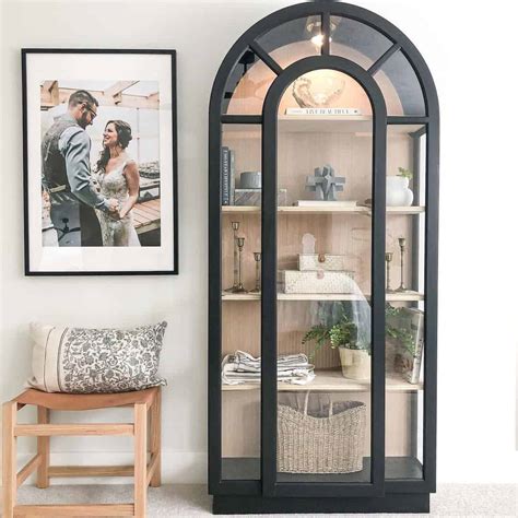 Black Arched Bookcase With Glass Panels Soul And Lane