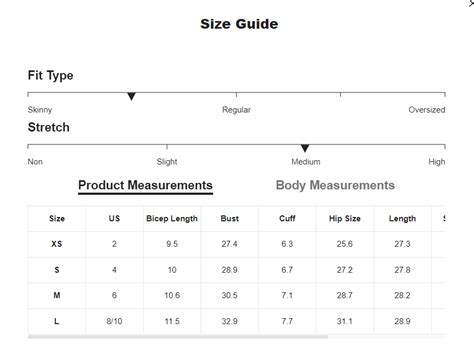 Shein Size Guide - Size Chart, Cuff Measurement & Shein Size Converter ...