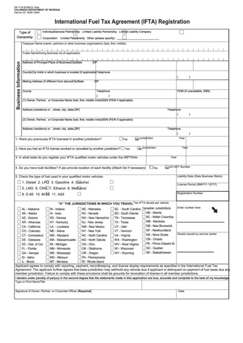 Fillable Form Dr 7119 International Fuel Tax Agreement Ifta