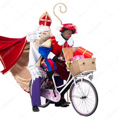 Zwarte Piet and Sinterklaas on a bike Stock Photo by ©mamopictures 33042485