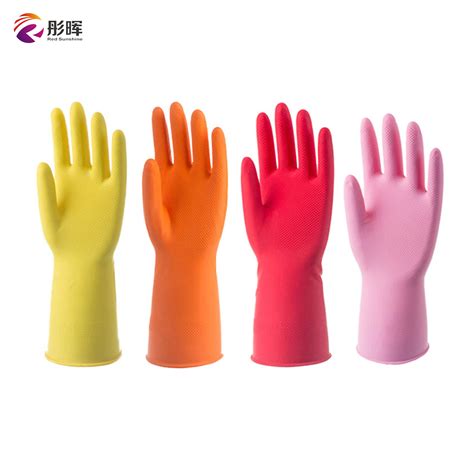 Custom Yellow Reusable Rubber Latex Household Kitchen Waterproof Dishwashing Gloves Rubber