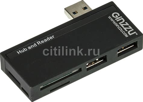 Характеристики Картридер внешний Ginzzu GR-561UB, черный (1060262 ...