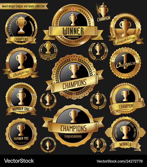 Award Design Golden Badges And Labels Collection Vector Image