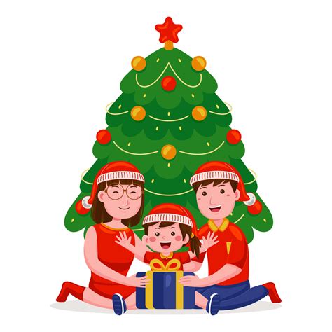 Family Celebrating Christmas Vector Illustration 15697300 Vector Art at ...