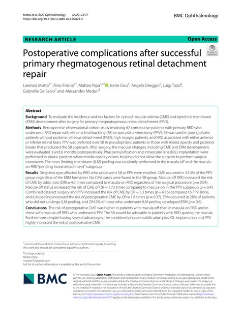 (PDF) Postoperative complications after successful primary ...