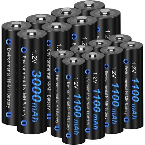 Ensemble De Piles Rechargeables AA AAA PALO 16pcs Ni MH 8 Piles AA