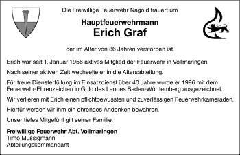 Traueranzeigen Von Erich Graf Schwarzw Lder Bote Trauer