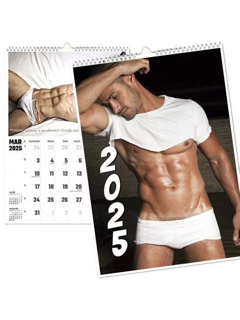 Kalendarz ścienny 2025 Nagie Sexy Hot Boys Men Faceci Chłopaki Mężczyźni A3