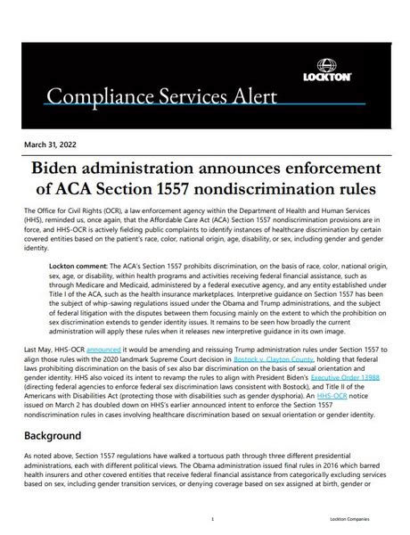 Biden Administration Announces Enforcement Of Aca Section