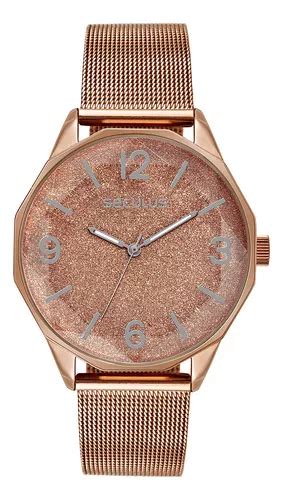 Reloj para mujer malla brillante Rosé Seculus color de correa oro