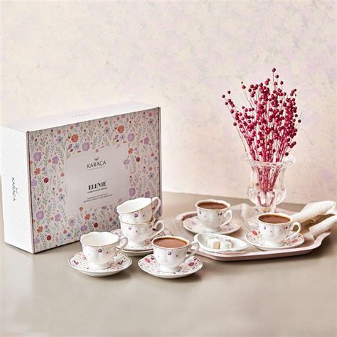 Karaca Kaffeeservice Karaca Elenie 6 Personen Kaffeetasse Set