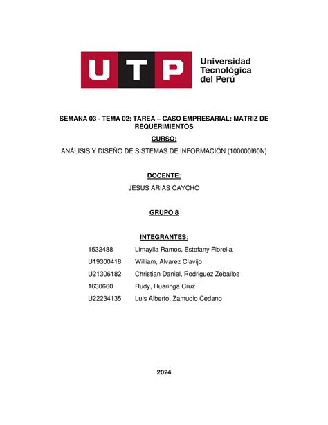 Semana 03 TEMA 02 Tarea CASO Empresarial Matriz DE