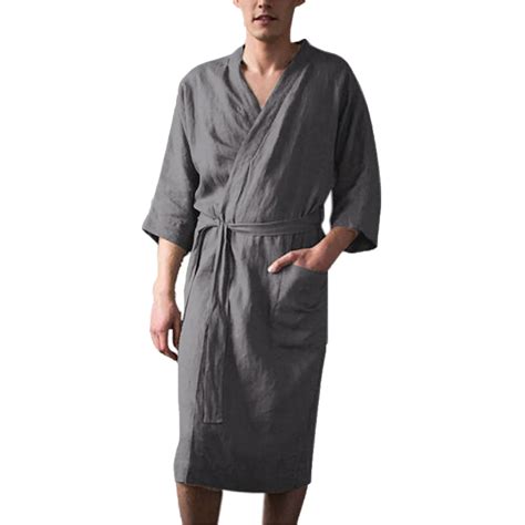 Elainilye Fashion Men's Robe Loungewear 3/4 Sleeve Robes Pajamas Casual ...