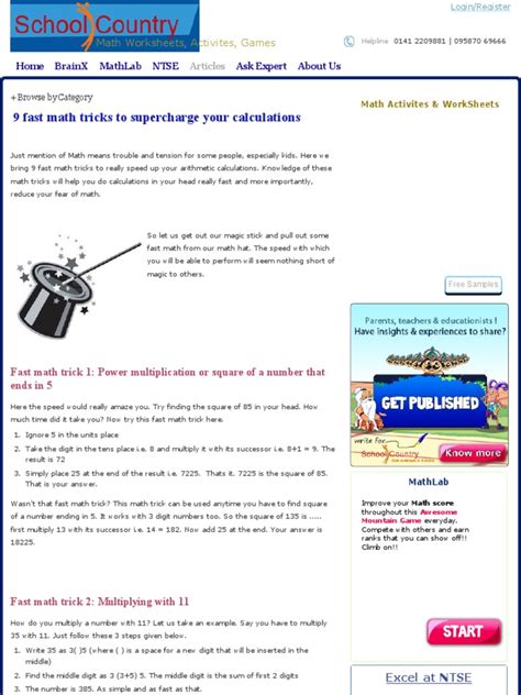 9 Fast Math Tricks To Supercharge Your Calculations | PDF ...