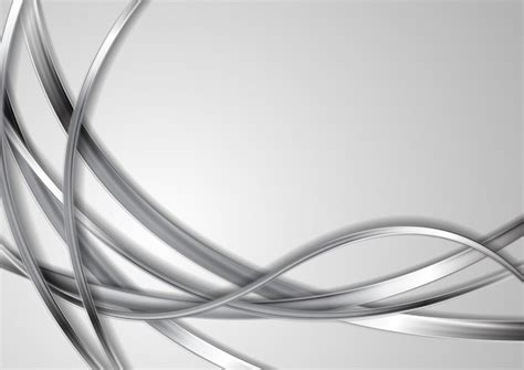 Ondas Abstractas Plateadas Met Licas Sobre Fondo Gris Vector Premium