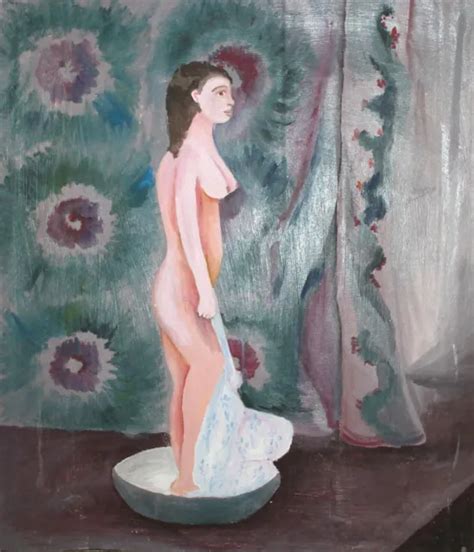 Vintage Large Oil Painting Nude Woman Portrait Picclick Uk