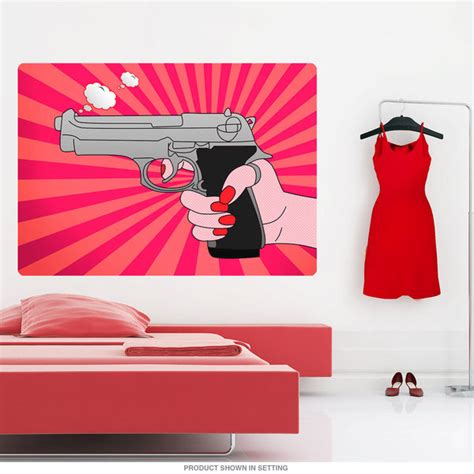 Lady Handgun Cartoon Pop Art Wall Decal Retro Planet