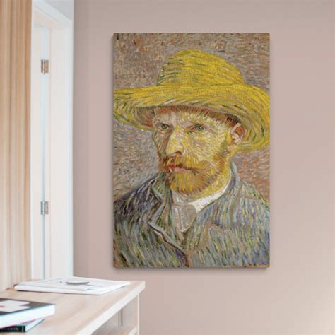 Tela Canvas Van Gogh Auto Retrato Chap U De Palha Kolor Quadros