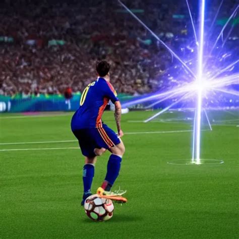 A Picture Of Messi In A Soccer Stadium Shooting A Stable Diffusion