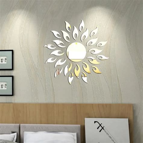 Pegatina De Espejo Solar Para Pared Autoadhesivo 3D De Flor De Sol