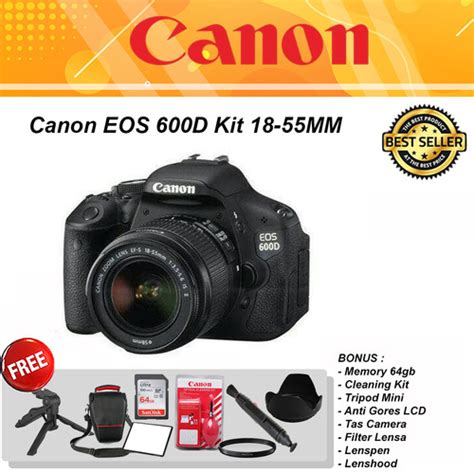Promo Canon EOS 600D Kit 18-55mm PAKET BONUS - Kamera DSLR - BODY ONLY ...