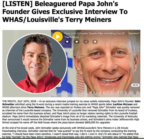 #WHAS100 classic interviews 🍕 “Papa John” Schnatter alternately begs for forgiveness while ...