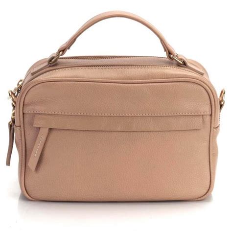 Bolsa De Couro Legítimo Média Cor Da Pele Nude Bege Mustafa Shop