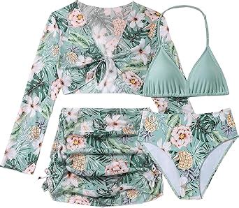 Amazon RoseSeek Girl S Piece Tropical Bikini Set Boho Halter Wireless Swimsuit Bathing