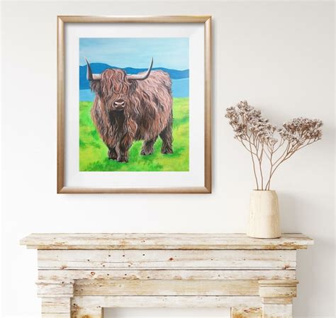 Print Missie Moo Highland Cow Art Print Acrylic Art Etsy