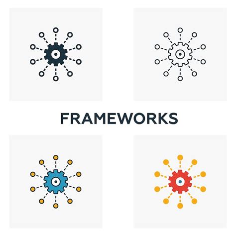 Premium Vector Frameworks Icon Set Four Elements In Diferent Styles