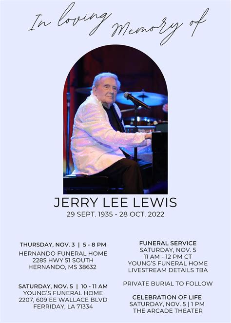 Jerry Lee Lewis Funeral Details Announced - 117 Entertainment Group