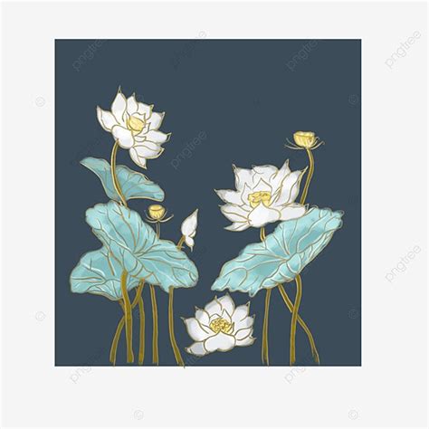 Chinese Style Lotus PNG Picture Ink Lotus Lotus Leaf Gold Leaf Chinese