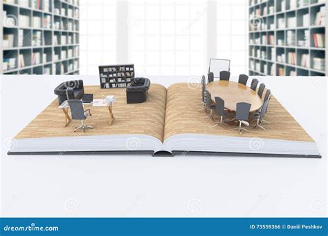 Open Book With Abstract Office Stock Illustration Illustration Of