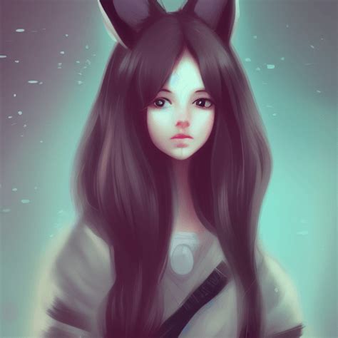 Girl With Fox Ears Kawaii Digital Painting · Creative Fabrica