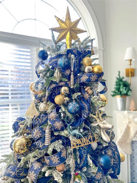 Blue And Gold Christmas Tree Bees In A Pod Blue Christmas Decor